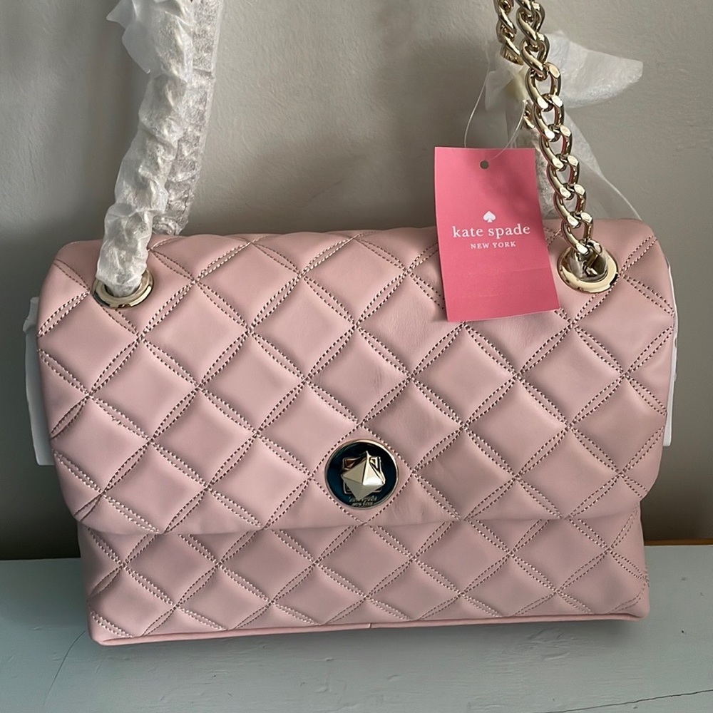 New Kate Spade Rose purse w/ gold chain strap 12wide x 8 tall x4 wide